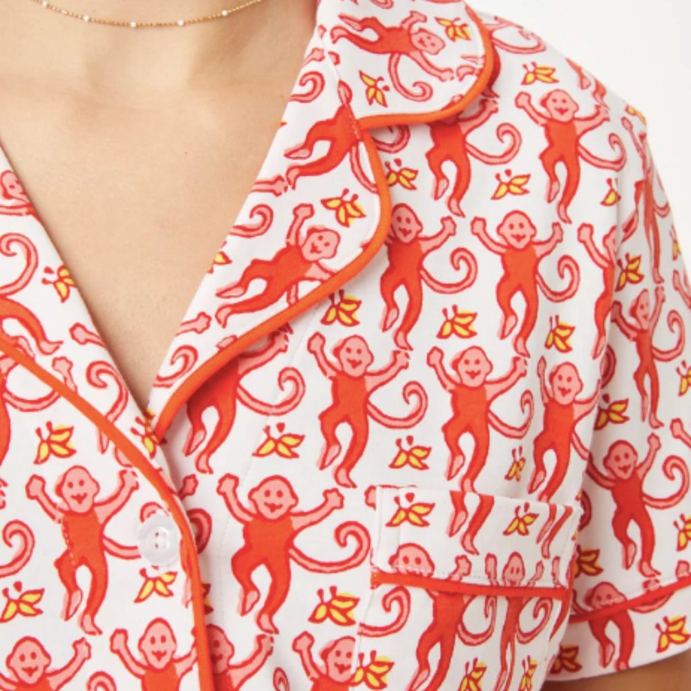 Roller Rabbit Watermelon Monkey Polo Pajamas New